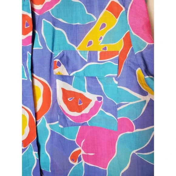 Vintage Laura Jayne Citrus Tropical Fruit Hawaiian Shirt 14 Beach 90s Maximalist - Picture 2 of 8